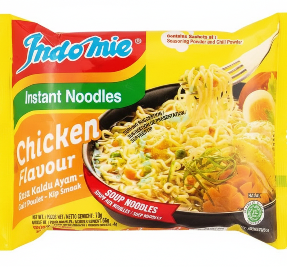 Indomie Chicken flavour is the first legendary Indomie variant. The taste is delightful, warm, and savoury, reminds you of the classic home-made chicken soup taste.