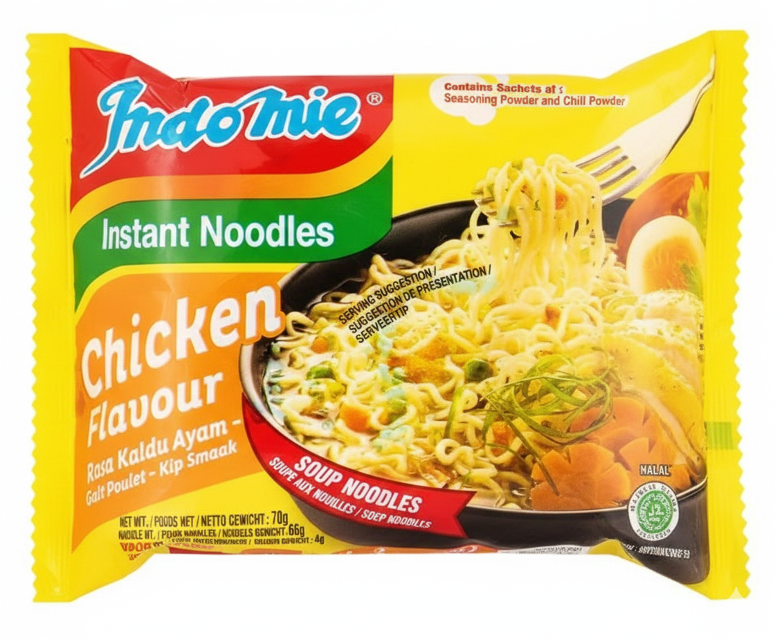 Indomie Chicken flavour is the first legendary Indomie variant. The taste is delightful, warm, and savoury, reminds you of the classic home-made chicken soup taste.